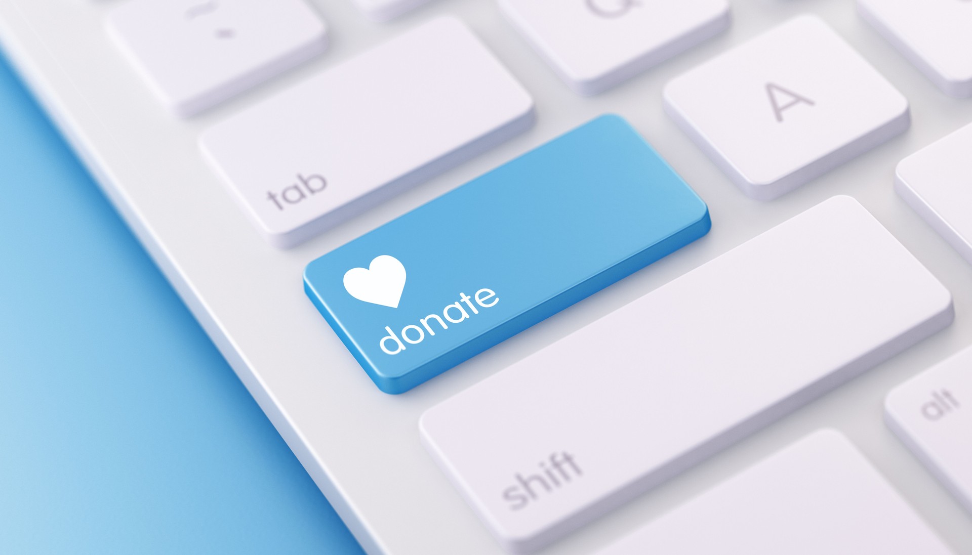 Modern White Keyboard wih Donate Buttons